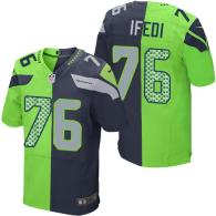 Nike Seahawks -76 Germain Ifedi Steel Blue Green Stitched NFL Elite Split Jersey