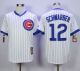 Chicago Cubs -12 Kyle Schwarber White Strip Home Cooperstown Stitched MLB Jersey