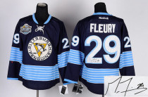 Autographed Pittsburgh Penguins -29 Andre Fleury Stitched Dark Blue 2011 Winter Classic Vintage NHL Autographed Pittsburgh Penguins -29 Andre Fleury Stitched Dark Blue 2011 Winter Classic Vintage NHL