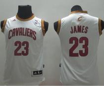 Revolution 30 Cleveland Cavaliers #23 LeBron James White Stitched Youth NBA Jersey