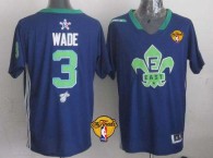 Miami Heat -3 Dwyane Wade Navy Blue 2014 All Star Finals Patch Stitched NBA Jersey