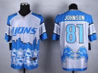 Nike Detroit Lions #81 Calvin Johnson Blue Men's Stitched NFL Elite Noble Fashion Jersey