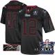 Nike New England Patriots -12 Tom Brady Lights Out Black Super Bowl XLIX Champions Patch Mens Stitch