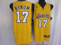 Los Angeles Lakers -17 Andrew Bynum Stitched Yellow Champion Patch NBA Jersey