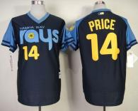 Tampa Bay Rays #14 David Price Dark Blue 1970's Turn Back The Clock Stitched MLB Jersey