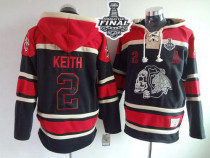 Chicago Blackhawks -2 Duncan Keith Black Sawyer Hooded Sweatshirt 2015 Stanley Cup Stitched NHL Jers