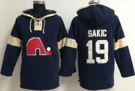 Quebec Nordiques -19 Joe Sakic Blue Pullover NHL Hoodie