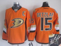 Autographed NHL Anaheim Ducks -15 Ryan Getzlaf Orange Stitched Jersey