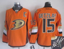 Autographed NHL Anaheim Ducks -15 Ryan Getzlaf Orange Stitched Jersey
