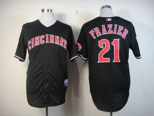 Cincinnati Reds -21 Todd Frazier Black Stitched MLB Jersey