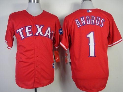 Texas Rangers #1 Elvis Andrus Red Stitched MLB Jersey