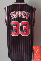 Autographed Chicago Bulls -33 Scottie Pippen Black With Red Strip Throwback Stitched NBA Jersey Autographed Chicago Bulls -33 Scottie Pippen Black With Red Strip Throwback Stitched NBA Jersey