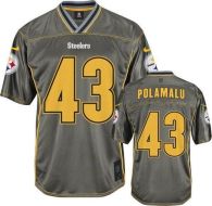 Nike Pittsburgh Steelers #43 Troy Polamalu Grey Men's Stitched NFL Elite Vapor Jersey
