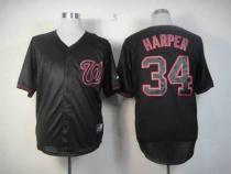 Washington Nationals #34 Bryce Harper Black Fashion Stitched MLB Jersey Washington Nationals #34 Bryce Harper Black Fashion Stitched MLB Jersey