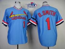 Mitchell And Ness 1982 St Louis Cardinals #1 Ozzie Smith Blue 2013 World Series Patch Stitched MLB T Mitchell And Ness 1982 St Louis Cardinals #1 Ozzie Smith Blue 2013 World Series Patch Stitched MLB T