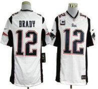 Nike Patriots -12 Tom Brady White With C Patch Stitched NFL Game Jersey