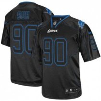 Nike Lions -90 Ndamukong Suh Lights Out Black Stitched NFL Elite Jersey Nike Lions -90 Ndamukong Suh Lights Out Black Stitched NFL Elite Jersey