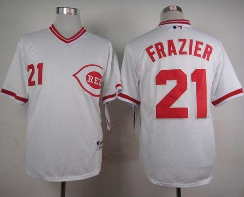 Cincinnati Reds -21 Todd Frazier White 1990 Turn Back The Clock Stitched MLB Jersey