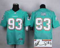 Nike Miami Dolphins -93 Ndamukong Suh Aqua Green Team Color Stitched NFL Elite Autographed Jersey Nike Miami Dolphins -93 Ndamukong Suh Aqua Green Team Color Stitched NFL Elite Autographed Jersey
