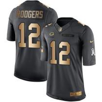 Nike Packers -12 Aaron Rodgers Black Stitched NFL Limited Gold Salute To Service Jersey Nike Packers -12 Aaron Rodgers Black Stitched NFL Limited Gold Salute To Service Jersey