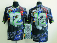 Nike Seattle Seahawks #12 Fan Team Color NFL Elite Fanatical Version Autographed Jersey