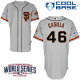 San Francisco Giants #46 Santiago Casilla Grey Road 2 Cool Base W 2014 World Series Patch Stitched M