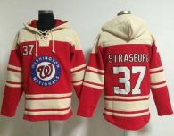 Washington Nationals #37 Stephen Strasburg Red Sawyer Hooded Sweatshirt MLB Hoodie