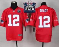 Nike New England Patriots -12 Tom Brady Red Super Bowl XLIX Champions Patch Mens Stitched NFL Elite