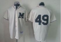 Milwaukee Brewers -49 Yovani Gallardo Cream 1913 Turn Back The Clock Stitched MLB Jersey