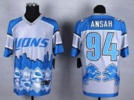 Nike Detroit Lions -94 Ziggy Ansah Blue NFL Elite Noble Fashion Jersey