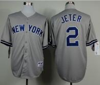 New York Yankees -2 Derek Jeter Grey Name On Back Stitched MLB Jersey