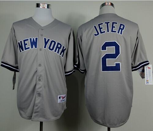 New York Yankees -2 Derek Jeter Grey Name On Back Stitched MLB Jersey