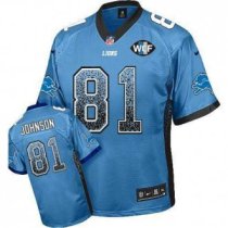Nike Lions -81 Calvin Johnson Blue Team Color With WCF Patch Drift Fashion Jersey Nike Lions -81 Calvin Johnson Blue Team Color With WCF Patch Drift Fashion Jersey