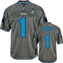 Nike Panthers -1 Cam Newton Grey With 20TH Season Patch Stitched Vapor Jersey Nike Panthers -1 Cam Newton Grey With 20TH Season Patch Stitched Vapor Jersey