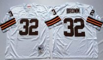 Mitchell And Ness 1963 Browns -32 Jim Brown White Throwback Stitched NFL Jersey Mitchell And Ness 1963 Browns -32 Jim Brown White Throwback Stitched NFL Jersey