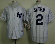 New York Yankees -2 Derek Jeter White Name On Back Stitched MLB Jersey