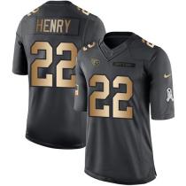 Nike Titans -22 Derrick Henry Black Stitched NFL Limited Gold Salute To Service Jersey Nike Titans -22 Derrick Henry Black Stitched NFL Limited Gold Salute To Service Jersey
