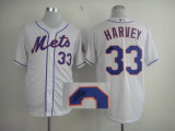 MLB New York Mets -33 Matt Harvey Stitched 2013 All-Star Patch Cool Base White Autographed Jersey