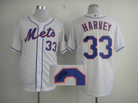 MLB New York Mets -33 Matt Harvey Stitched 2013 All-Star Patch Cool Base White Autographed Jersey