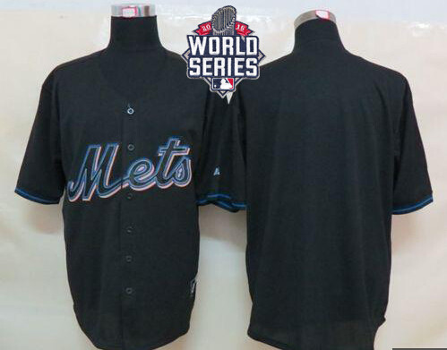 New York Mets Blank Black Fashion W 2015 World Series Patch Stitched MLB Jersey