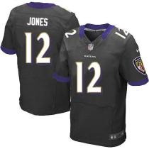 Nike Ravens -12 Jacoby Jones Black Alternate Men's Stitched NFL Elite Jersey Nike Ravens -12 Jacoby Jones Black Alternate Men's Stitched NFL Elite Jersey