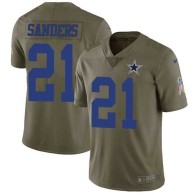Nike Cowboys -21 Deion Sanders Olive Stitched NFL Limited 2017 Salute To Service Jersey