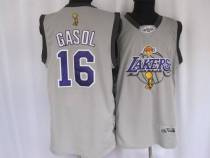 Los Angeles Lakers -16 Pau Gasol Stitched Grey 2010 Finals Commemorative NBA Jersey Los Angeles Lakers -16 Pau Gasol Stitched Grey 2010 Finals Commemorative NBA Jersey