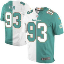 Nike Dolphins -93 Ndamukong Suh Aqua Green White Stitched NFL Elite Split Jersey Nike Dolphins -93 Ndamukong Suh Aqua Green White Stitched NFL Elite Split Jersey