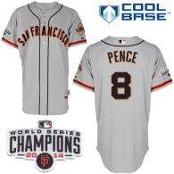 San Francisco Giants #8 Hunter Pence Grey Road Cool Base W 2014 World Series Champions Patch Stitche
