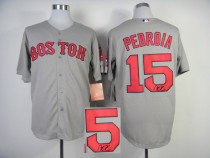 Autographed MLB Alternate 2 Boston Red Sox #15 Dustin Pedroia Grey Stitched Jersey Autographed MLB Alternate 2 Boston Red Sox #15 Dustin Pedroia Grey Stitched Jersey