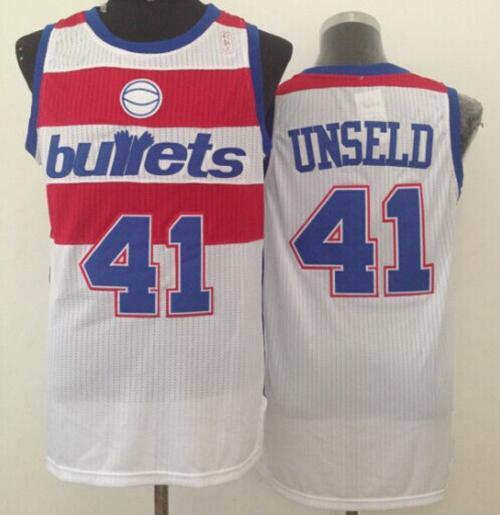 Washington Wizards -41 Wes Unseld White Bullets Throwback Stitched NBA Jersey