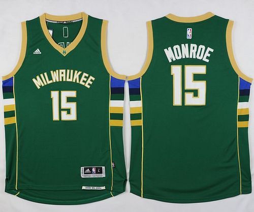 Milwaukee Bucks -15 Greg Monroe Green Stitched NBA Jersey