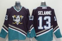 Anaheim Ducks -13 Teemu Selanne Purple Turquoise CCM Throwback Stitched NHL Jersey