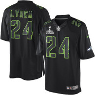Seattle Seahawks Super Bowl XLVIII #24 Men's Marshawn Lynch Elite Black Impact Jersey